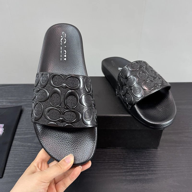 Coach Slippers Monogram Print Slide — black