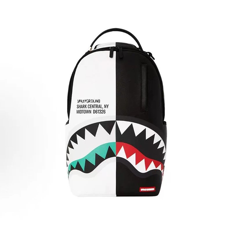 Sprayground Backpacks Shark Mouth Graphic Backpack — Black and white