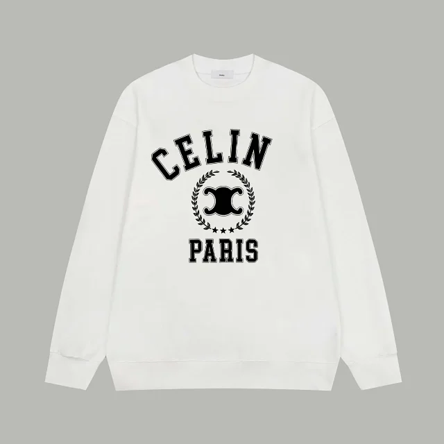 CELINE Hoodies & Sweatshirts Crewneck sweatshirt with varsity logo print product detail image 4