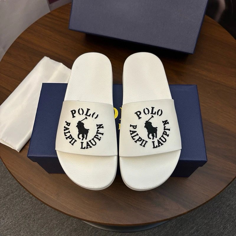 Polo Ralph Lauren Slippers Player Logo Slide — White small print