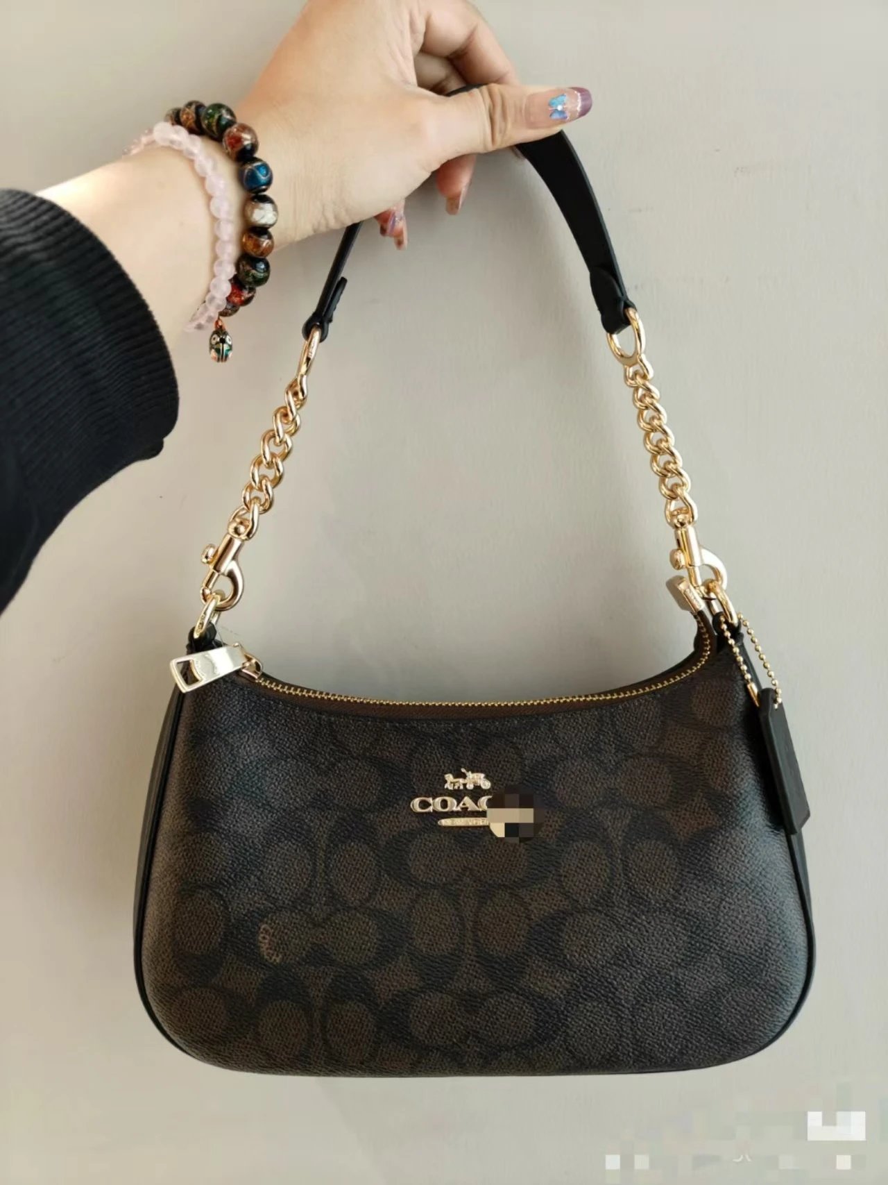 Coach Shoulder Bags Signature canvas chain-strap bag — Old Flower Black "Aircraft Gift Box Gift Bag"》