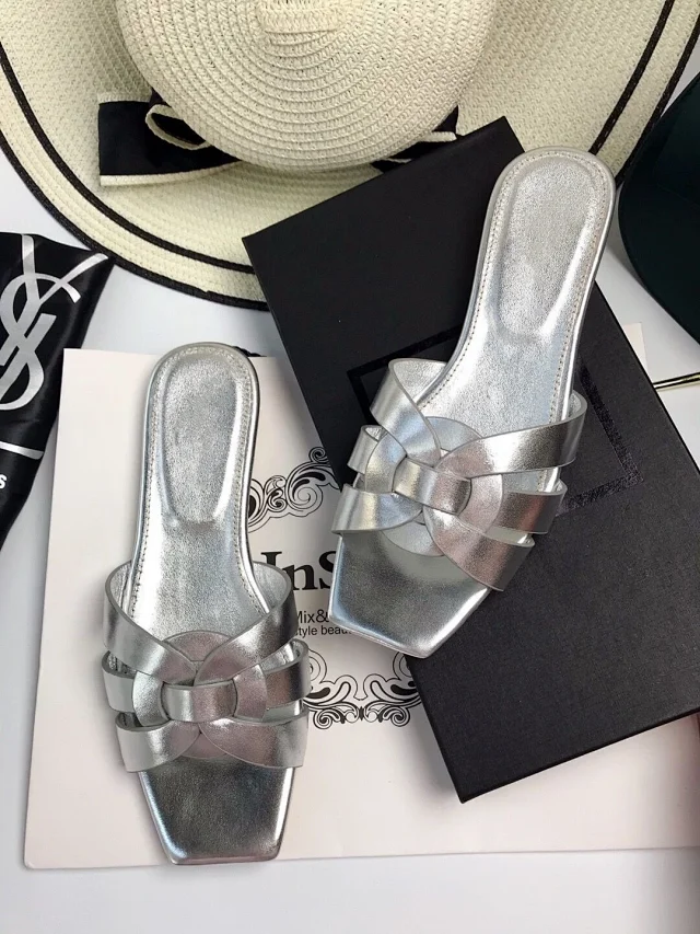 Unbranded Sandals Square-Toe Woven Strap Flat Slides product detail image 12