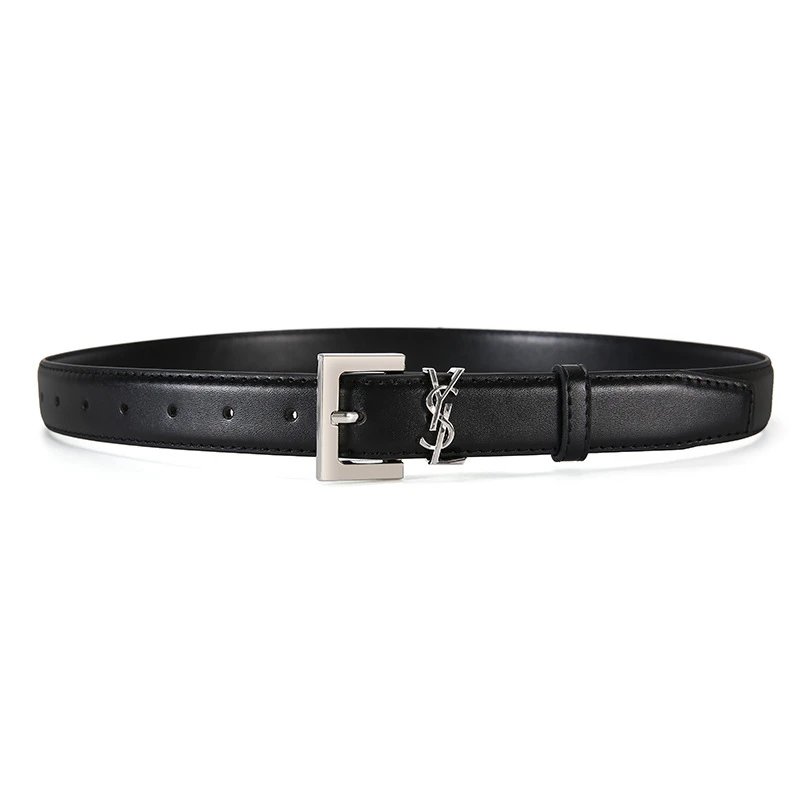 Saint Laurent Belts YSL monogram buckle — Black-Silver Buckle