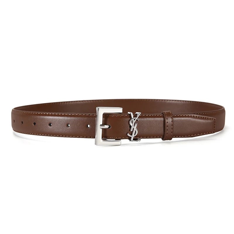 Saint Laurent Belts YSL monogram buckle — Caramel-Silver Buckle