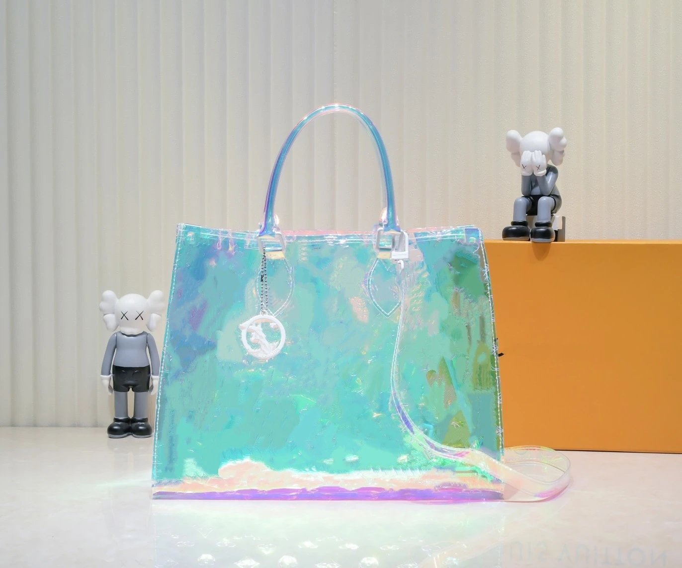 Louis Vuitton Handbags Transparent iridescent monogram top-handle handbag with shoulder strap — 45039