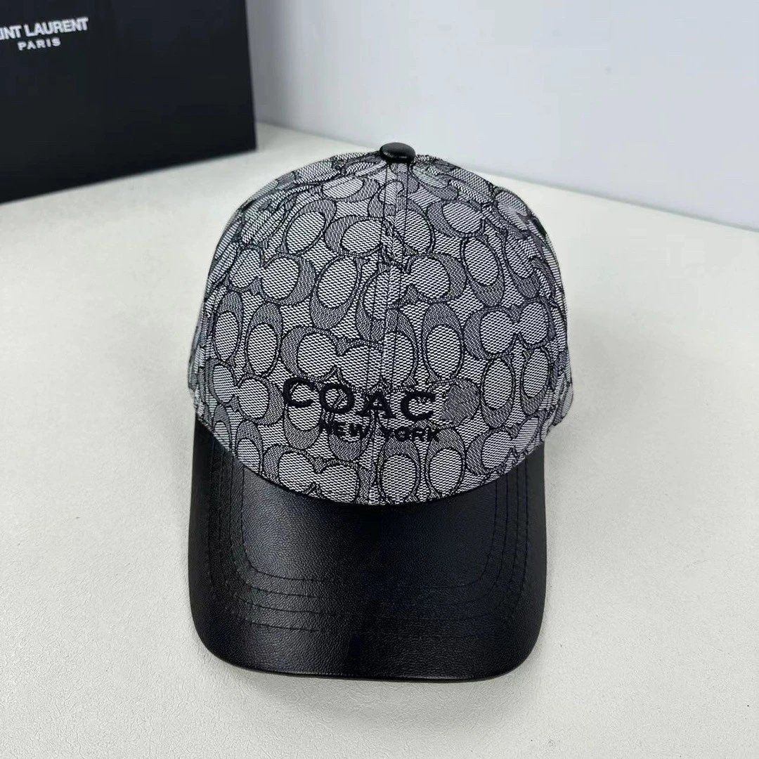 Coach Hats Signature C Print Baseball Cap with Faux Leather Brim image 3