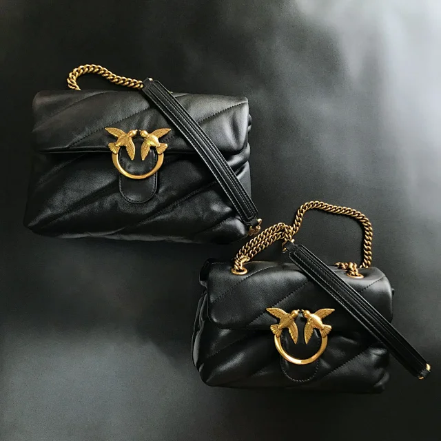 Pinko Crossbody Bags Padded quilted bag with double-bird clasp and chain strap product detail image 10