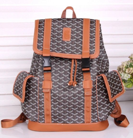 Goyard Backpacks Flap Backpack with Side Pockets — Black-brown