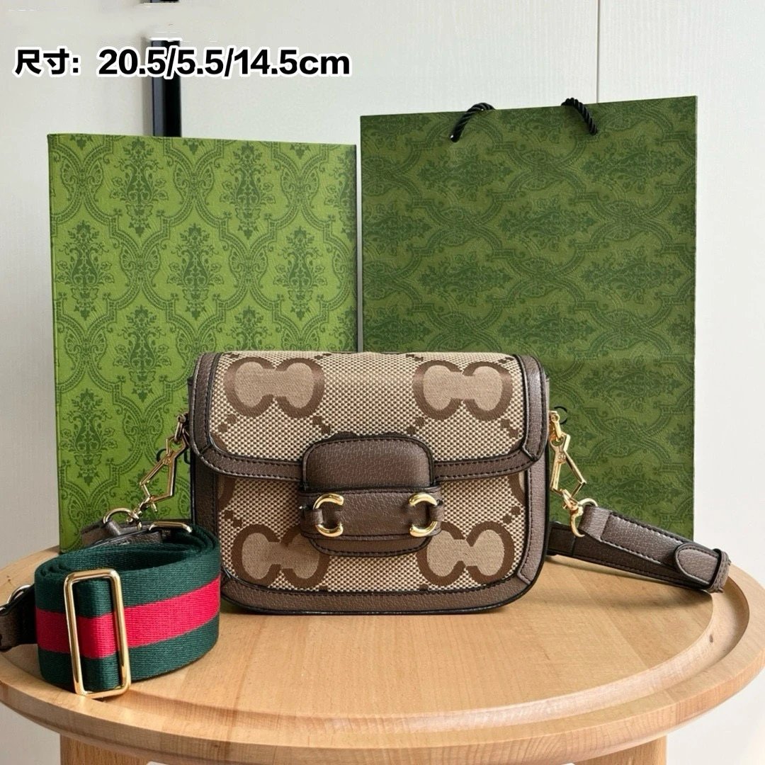 Gucci Crossbody Bags Horsebit 1955 saddle bag — Big G Leather trim