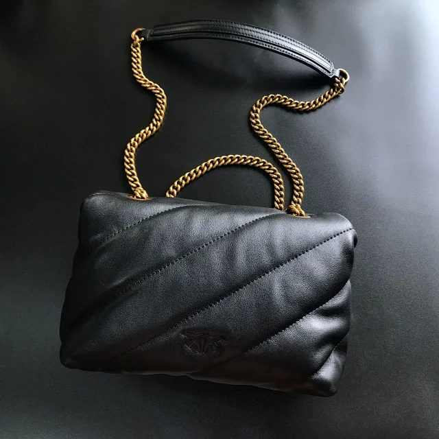Pinko Crossbody Bags Padded quilted bag with double-bird clasp and chain strap product detail image 5