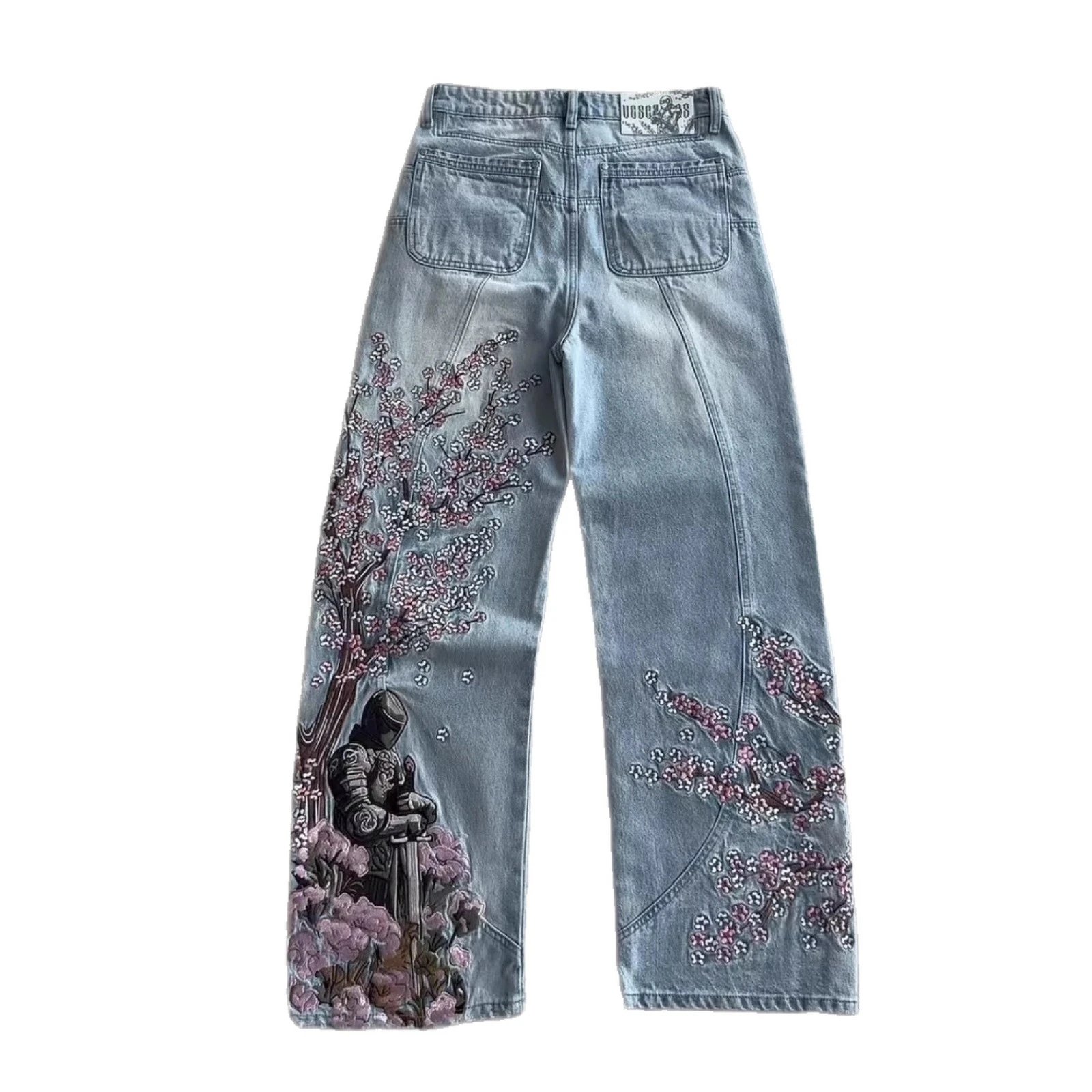 Unbranded Jeans Wide-Leg Floral Embroidered image 5