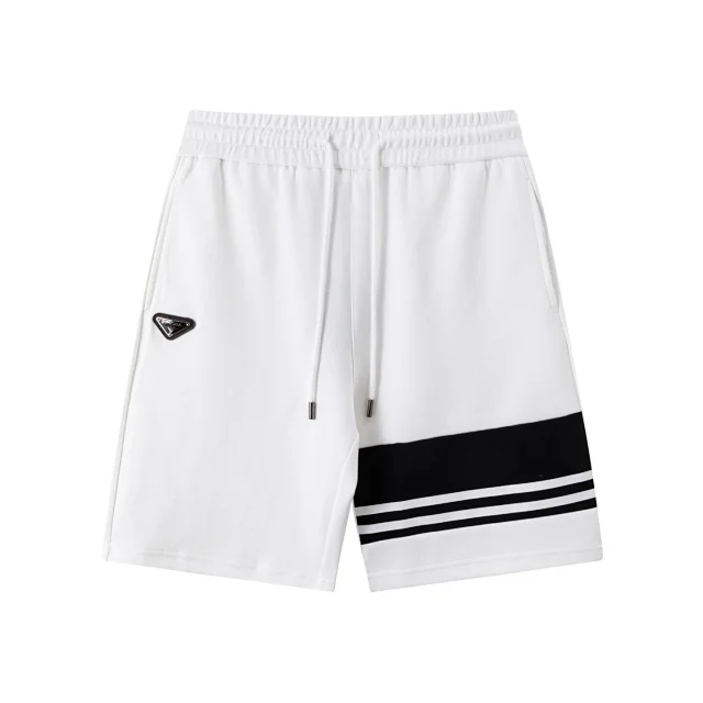 Prada Shorts Elastic Drawstring with Contrast Striped Leg Panel product detail image 11