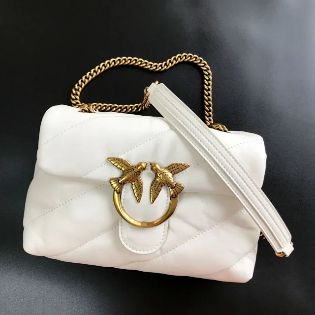Pinko Crossbody Bags Padded quilted bag with double-bird clasp and chain strap product detail image 11
