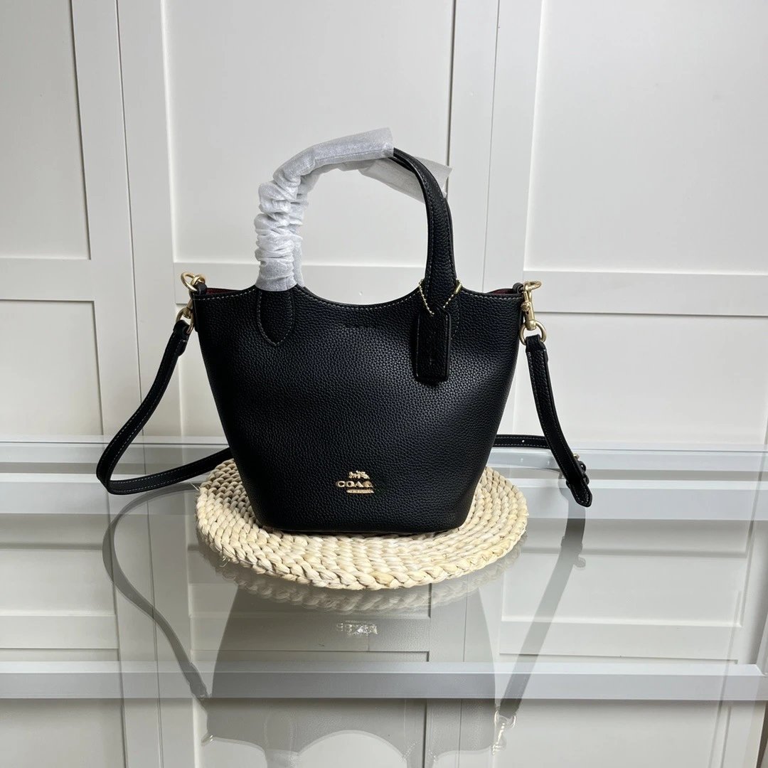Coach Handbags Mini Bucket Bag with Detachable Crossbody Strap — Black