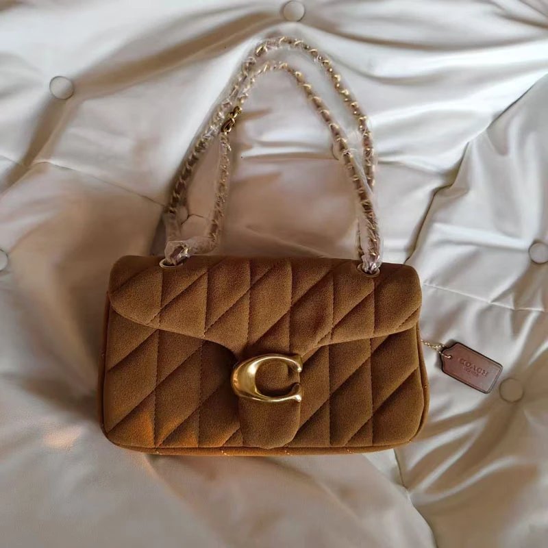 Coach Shoulder Bags Quilted Tabby chain bag — Frosted brown (gift box packaging)