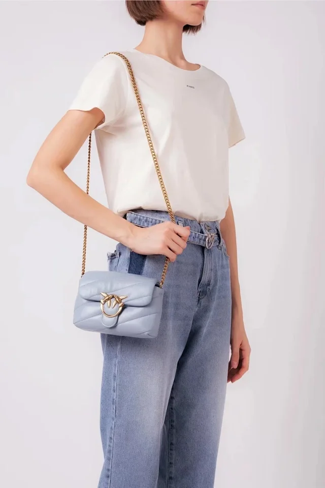 Pinko Crossbody Bags Padded quilted bag with double-bird clasp and chain strap product detail image 28