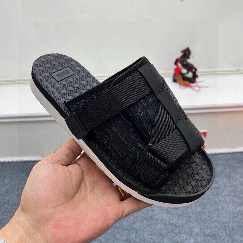 Unbranded Sandals Adjustable Webbing Slide — Black with a white background