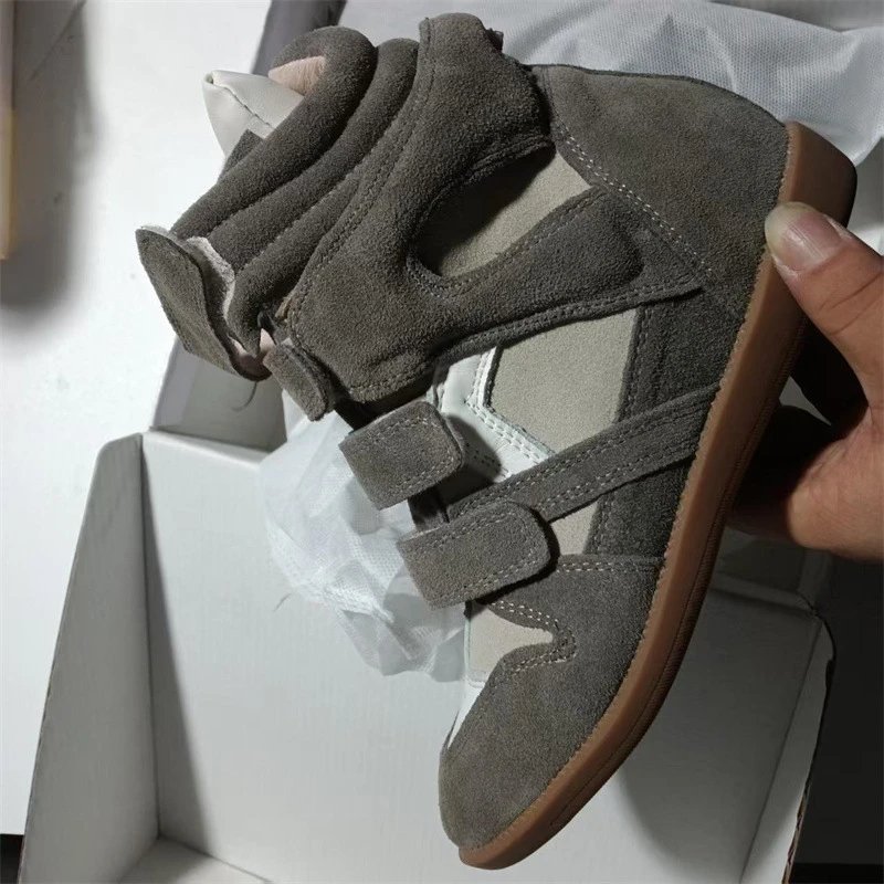 Isabel Marant Sneakers Bekett Hidden-Wedge High-Top Strap — Light gray