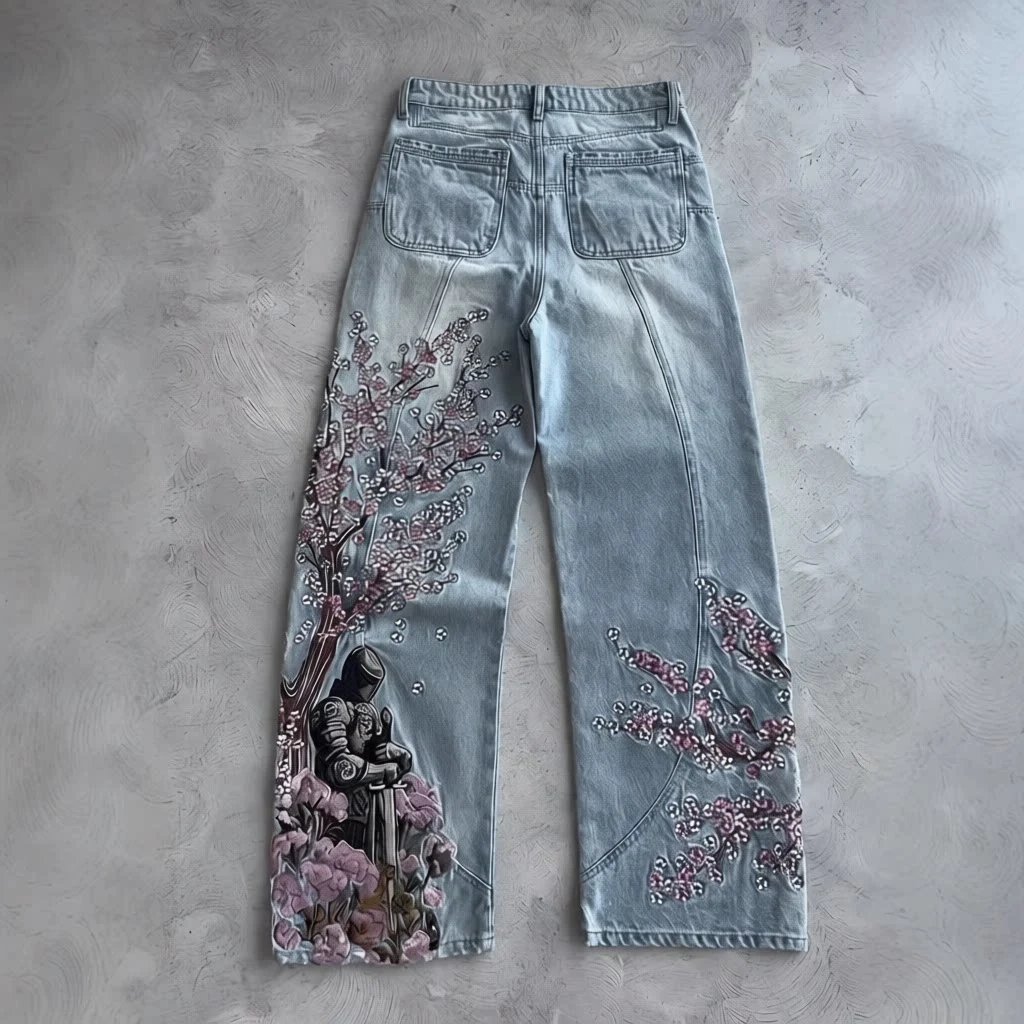 Unbranded Jeans Wide-Leg Floral Embroidered product image
