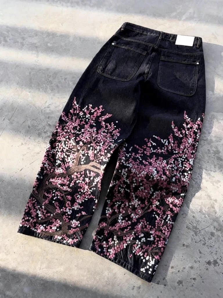 Unbranded Jeans Wide-Leg Floral Embroidered — 4 (in stock)
