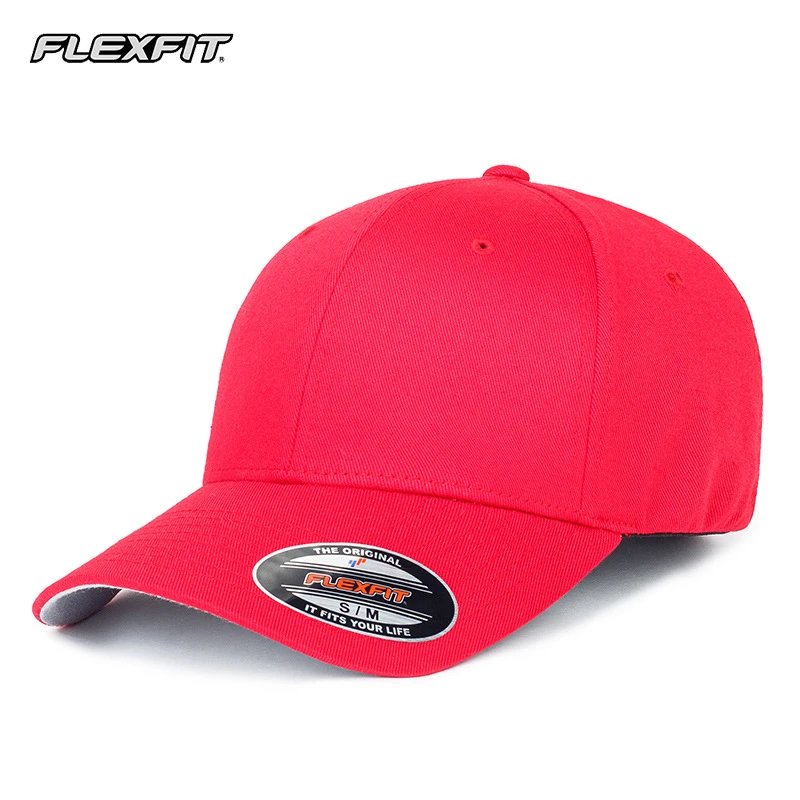 Flexfit Hats Fitted curved-brim baseball cap — Red red