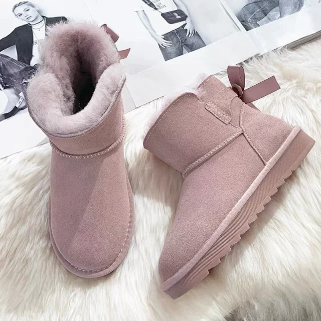 Unbranded Boots Faux-Fur Trim Bow Ankle Snow product detail image 6