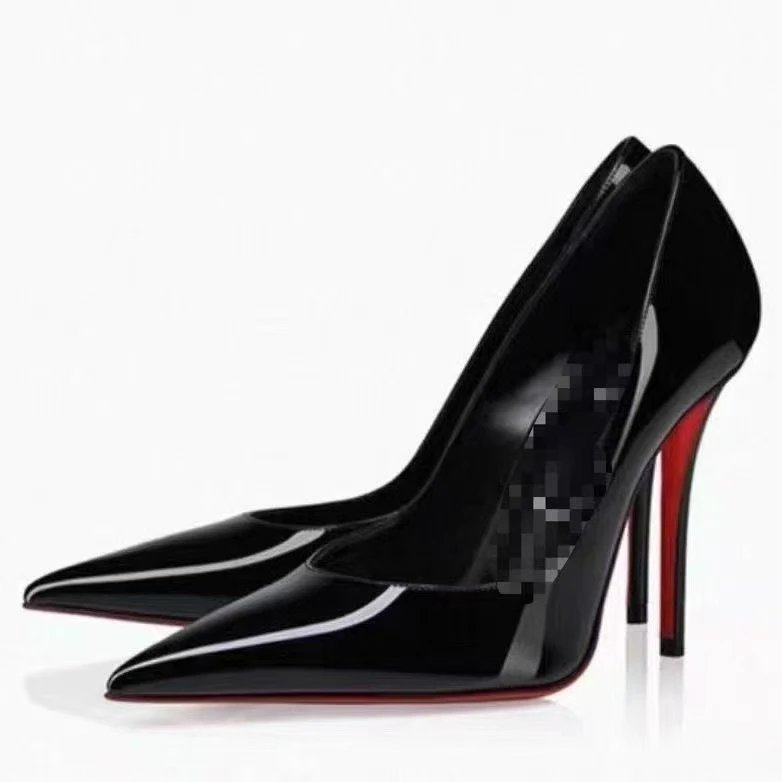 Christian Louboutin High Heels Pointed-Toe Stiletto Pumps — All black 6cm