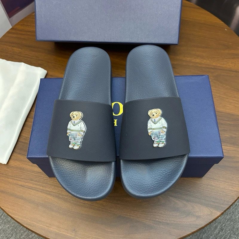 Polo Ralph Lauren Slippers Player Logo Slide — dark blue bear