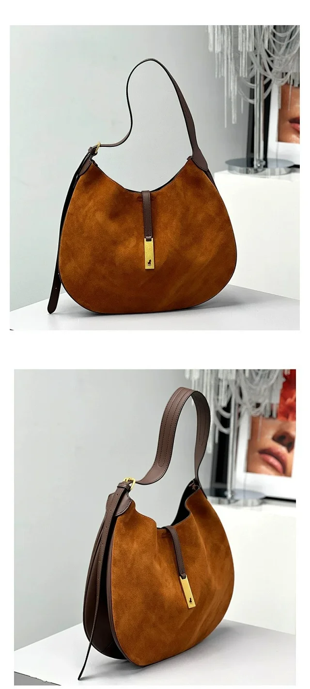 Ralph Lauren Shoulder Bags Crescent Hobo Bag with Gold Logo Plaque product detail image 14