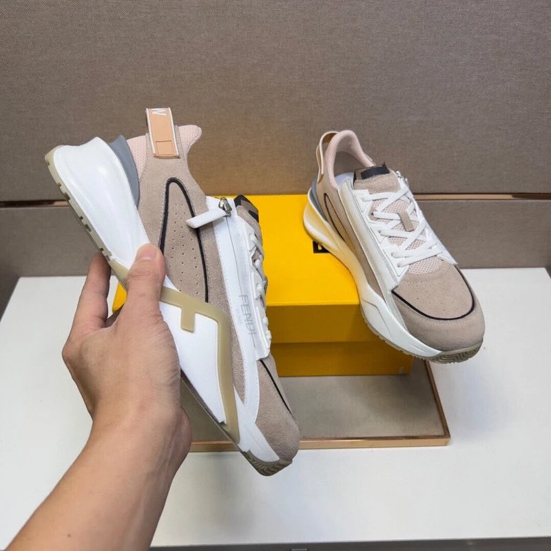 Fendi Sneakers Flow with FF monogram panels — Khaki