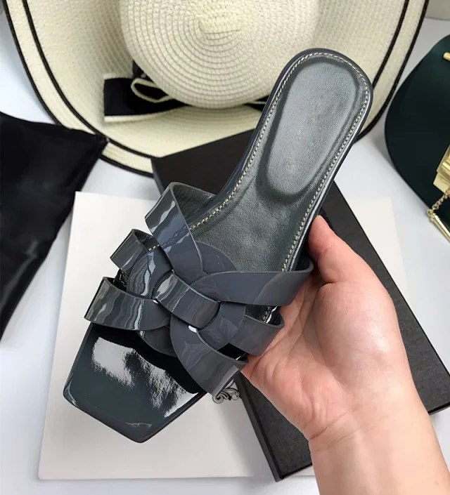 Unbranded Sandals Square-Toe Woven Strap Flat Slides product detail image 9