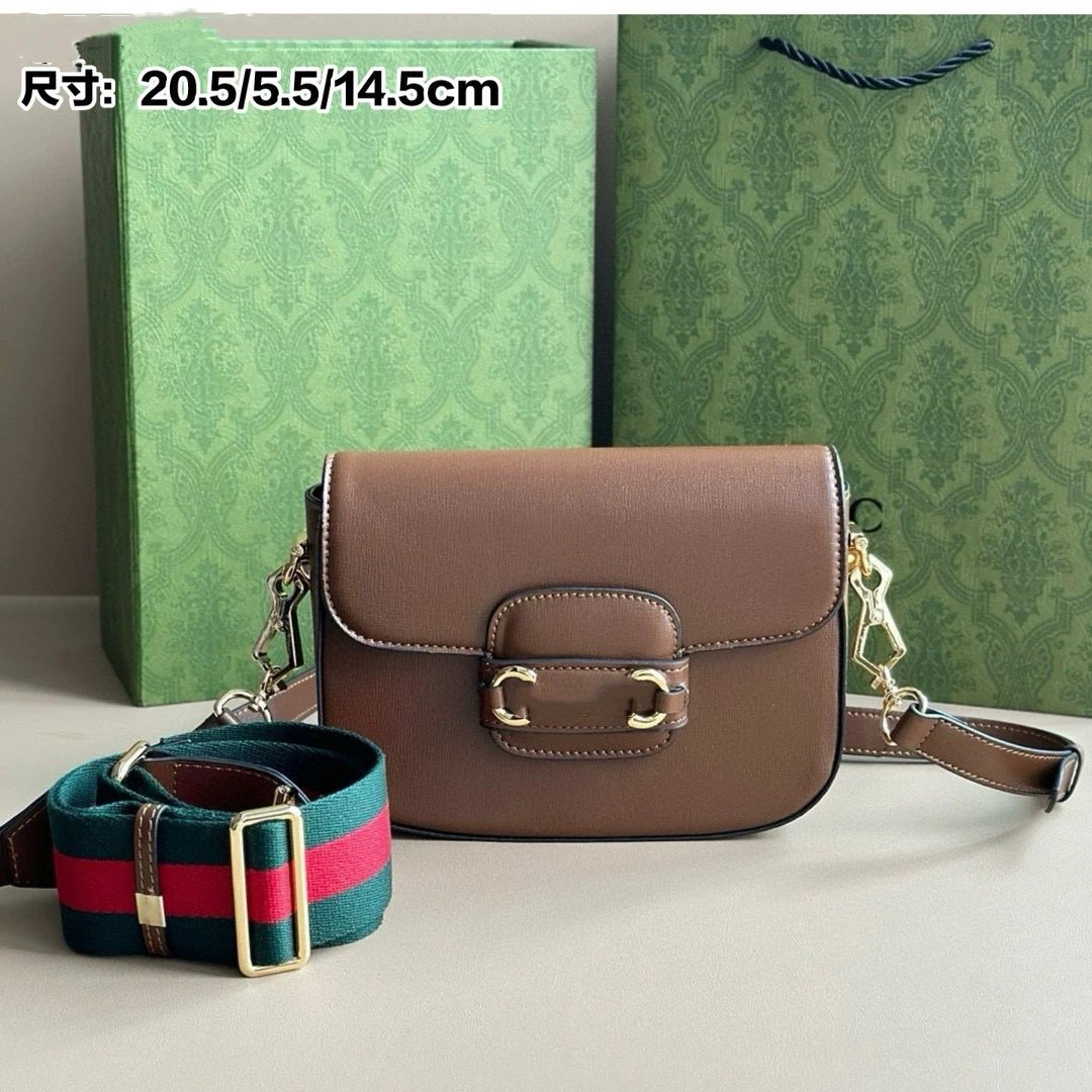 Gucci Crossbody Bags Horsebit 1955 saddle bag — Brown full-grain leather