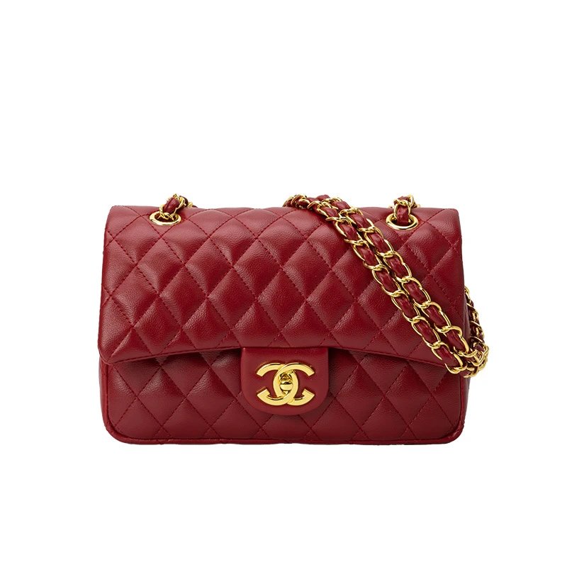 Chanel Crossbody Bags Quilted Flap Chain Strap — Classic Red Tote Gift Box