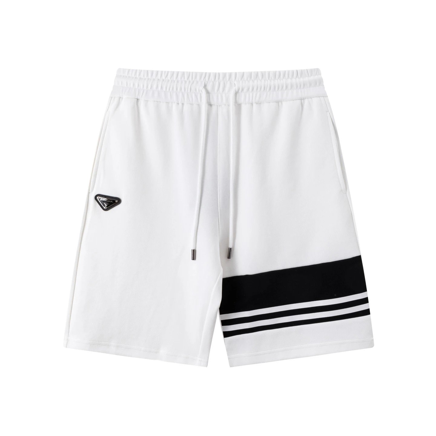 Prada Shorts Elastic Drawstring with Contrast Striped Leg Panel image 3