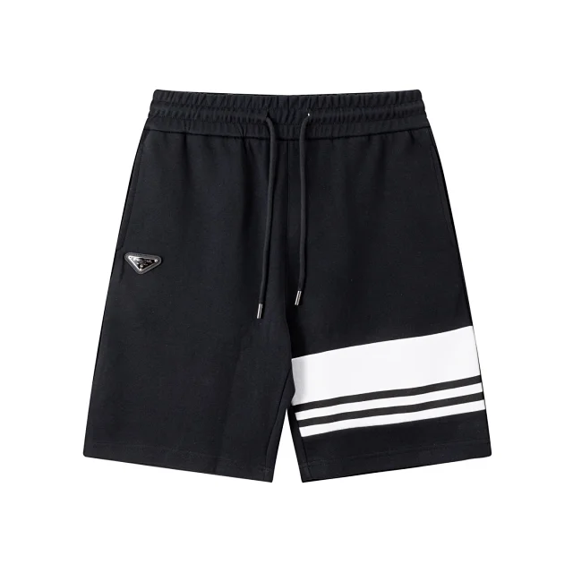Prada Shorts Elastic Drawstring with Contrast Striped Leg Panel product detail image 4