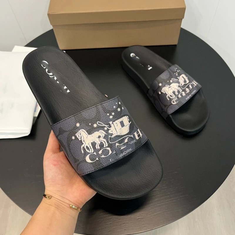 Coach Slippers Monogram Print Slide — Grayish white