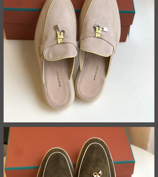 Unbranded Slippers Suede Loafer Mules with Metal Ornament product detail image 11