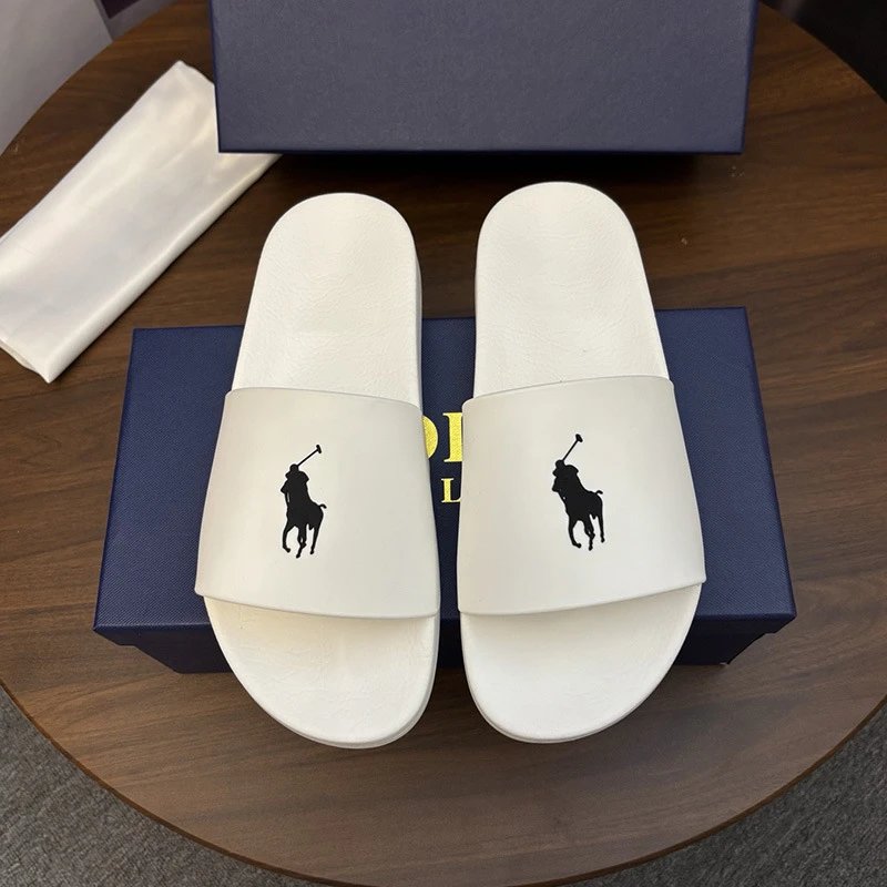 Polo Ralph Lauren Slippers Player Logo Slide — white