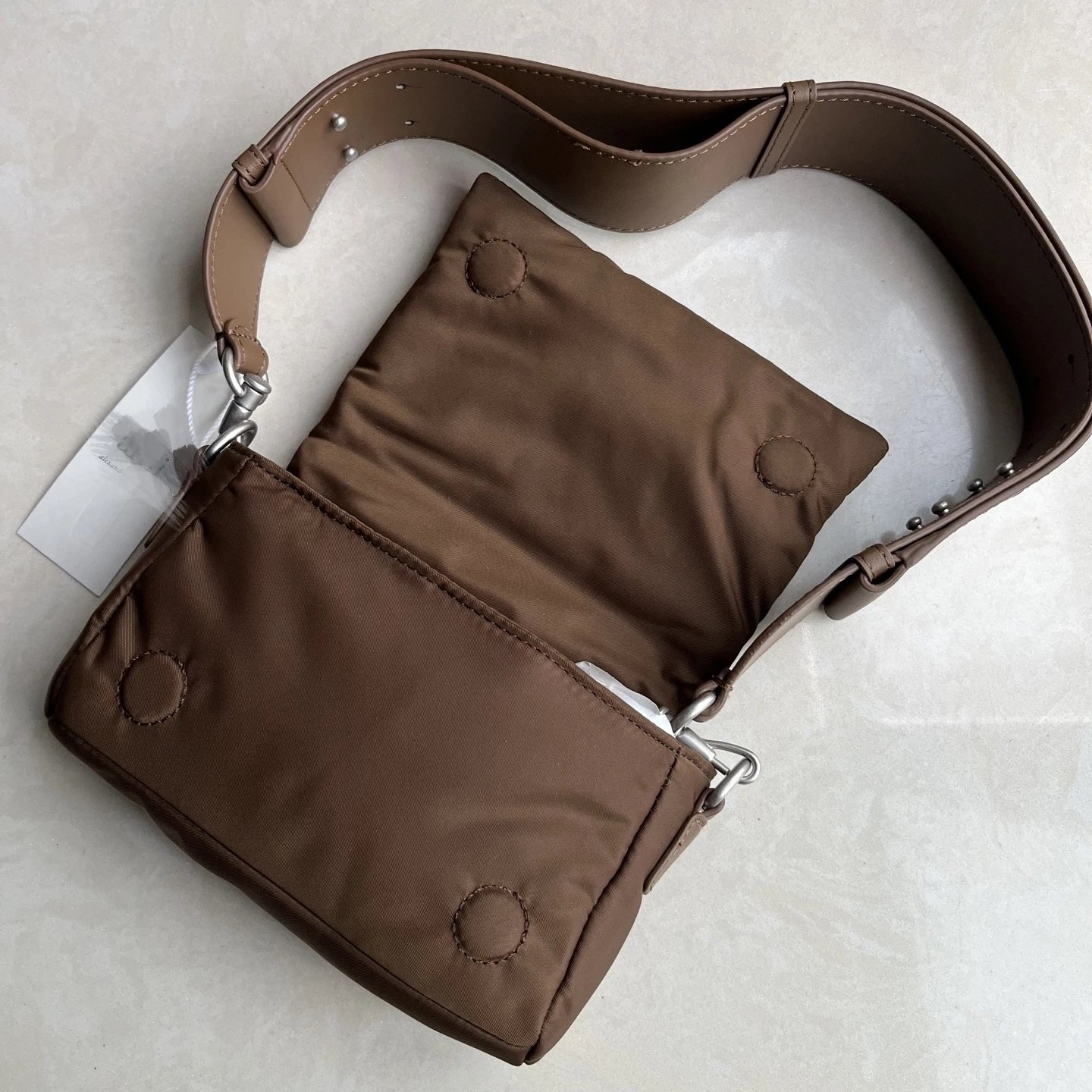 AMI Paris Crossbody Bags Nylon bag with heart patch and wide adjustable strap image 4