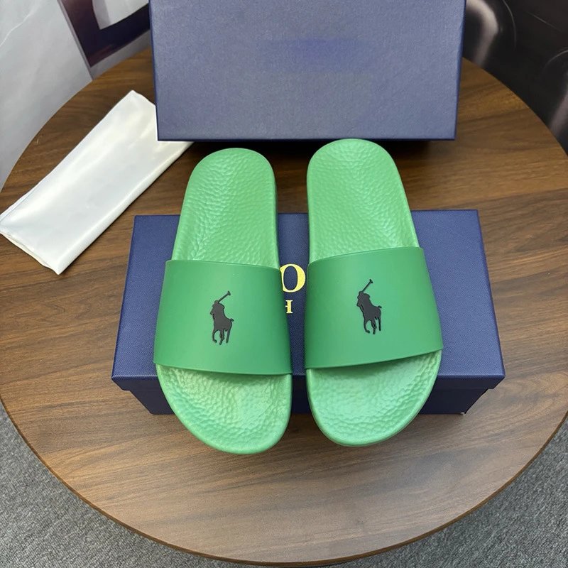 Polo Ralph Lauren Slippers Player Logo Slide — green black horse