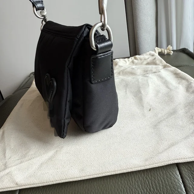 AMI Paris Crossbody Bags Nylon bag with heart patch and wide adjustable strap product detail image 18