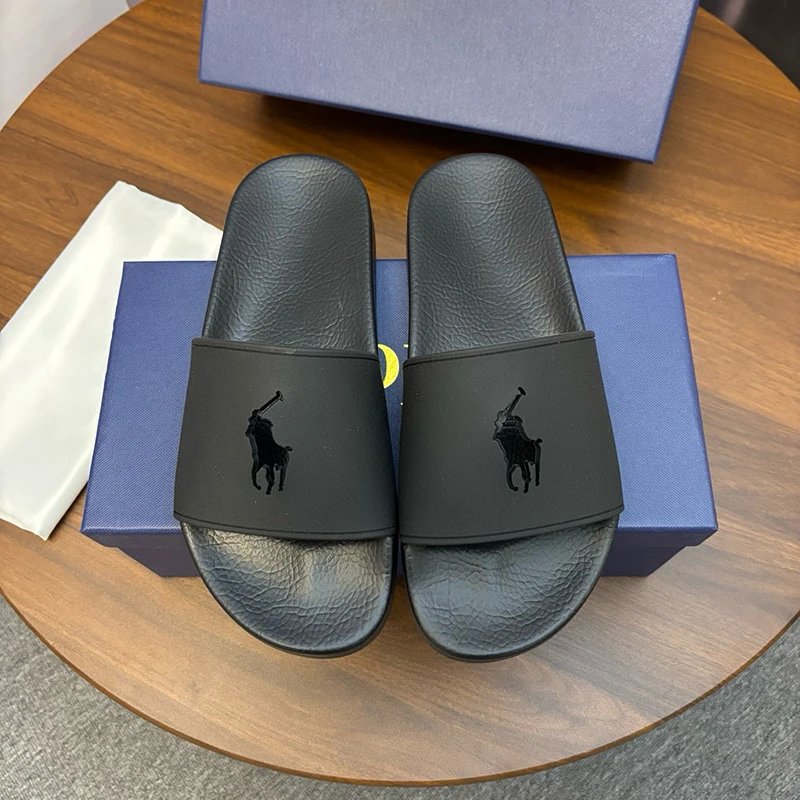 Polo Ralph Lauren Slippers Player Logo Slide — Black cutout
