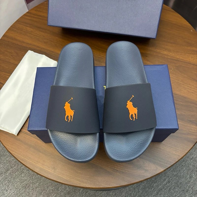Polo Ralph Lauren Slippers Player Logo Slide — Deep Blue Orange