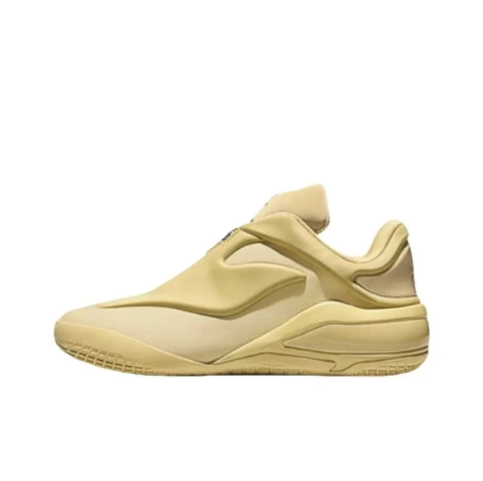 Unbranded Sneakers Low-top lace-up with sculpted overlay panels — Yellow