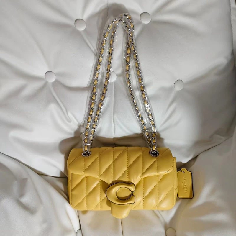 Coach Shoulder Bags Quilted Tabby chain bag — Yellow (gift box packaging)