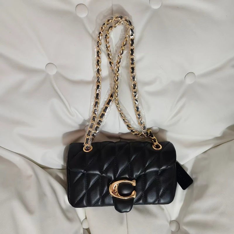 Coach Shoulder Bags Quilted Tabby chain bag — Black gold label (gift box packaging)