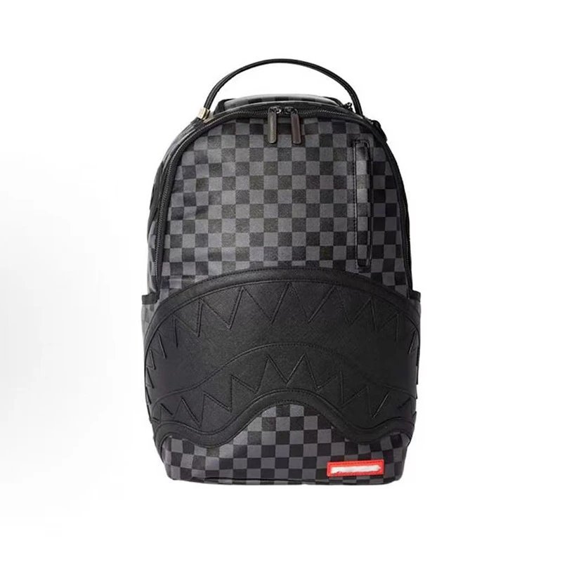 Sprayground Backpacks Shark Mouth Graphic Backpack — Black checkerboard