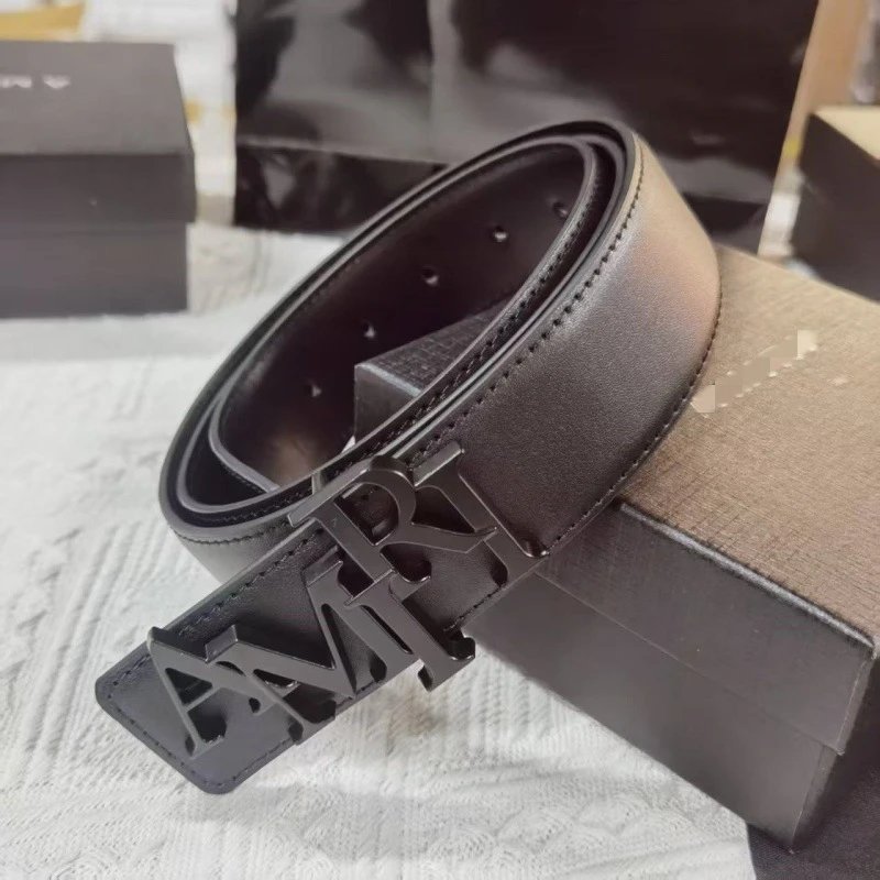 Amiri Belts 3.8 cm belt with letter buckle — Plain weave black button