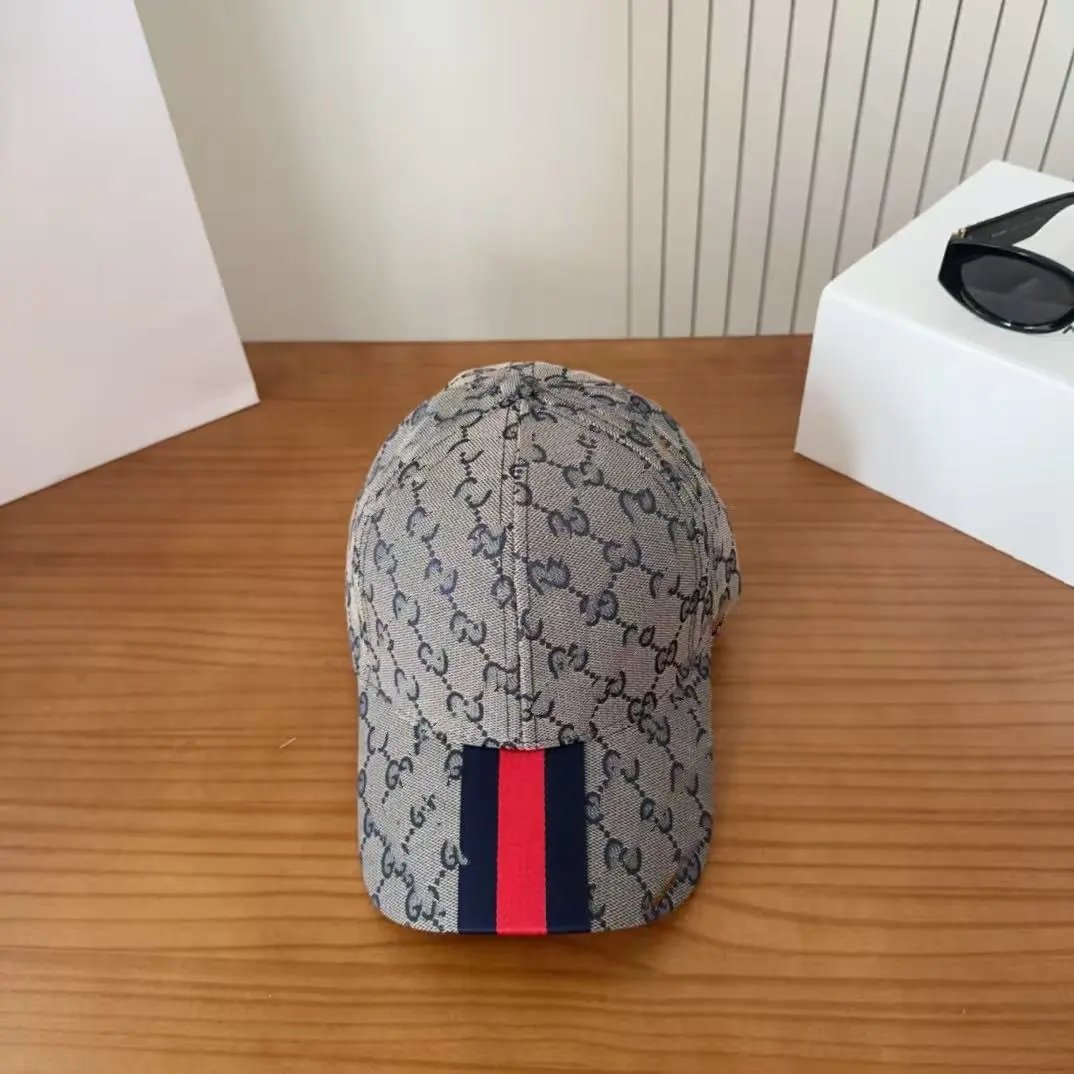 Gucci Hats GG monogram web stripe baseball cap — Blue stripes on the front of the box