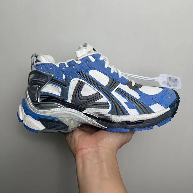 Unbranded Sneakers Chunky mesh-panel lace-up — White, blue, and gray